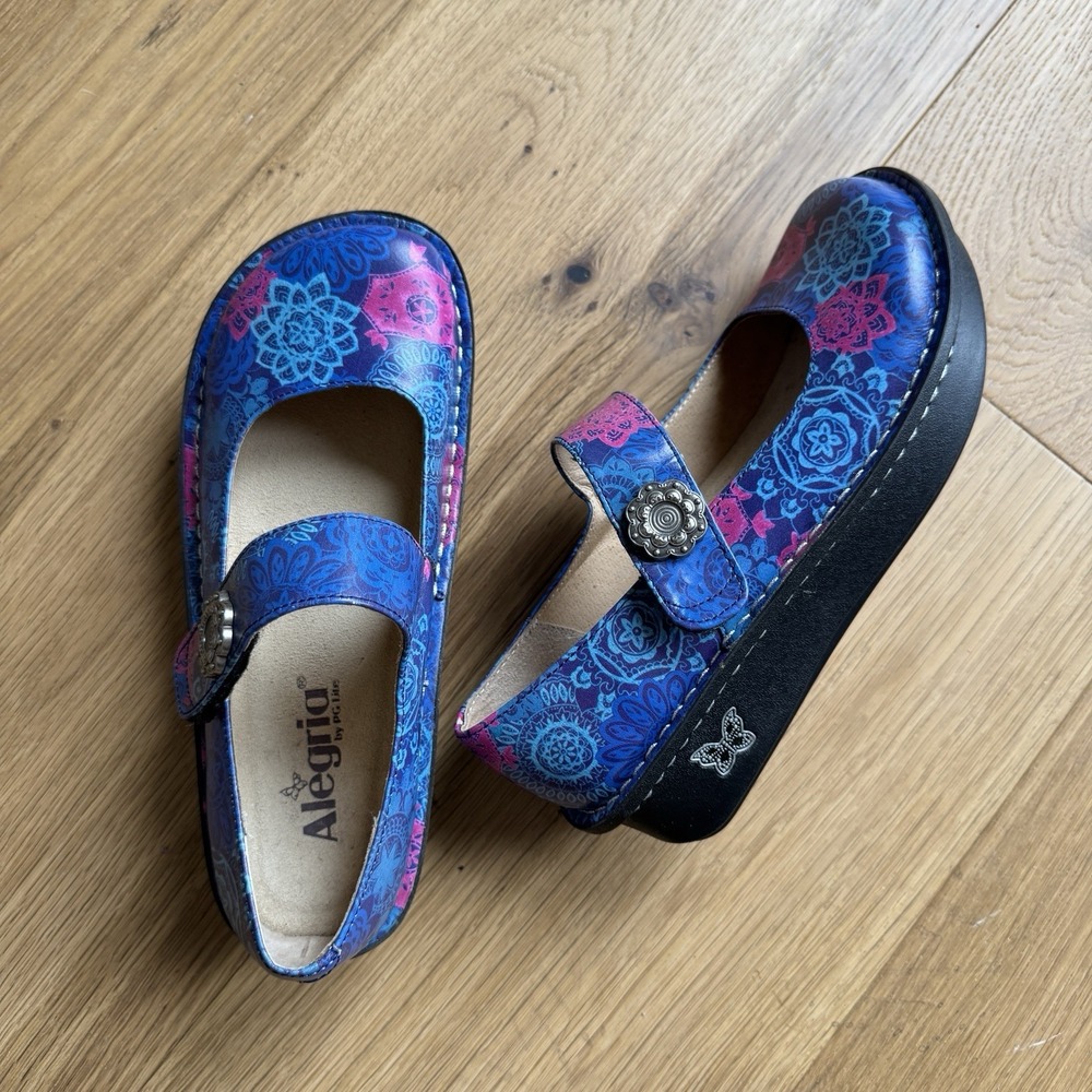 Alegria Paloma PRO Kaleidoscope Mary Jane Clogs Size 36 US 6 Purple Blue Pink